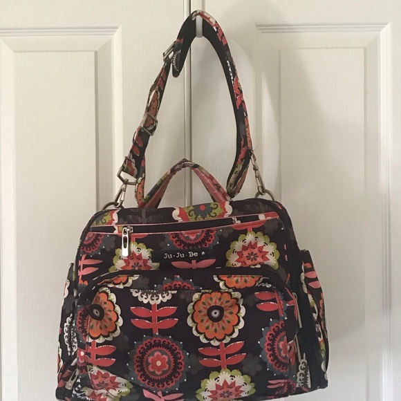 Ju-Ju-Be Handbags - Ju Ju Be black floral baby bag/ backpack